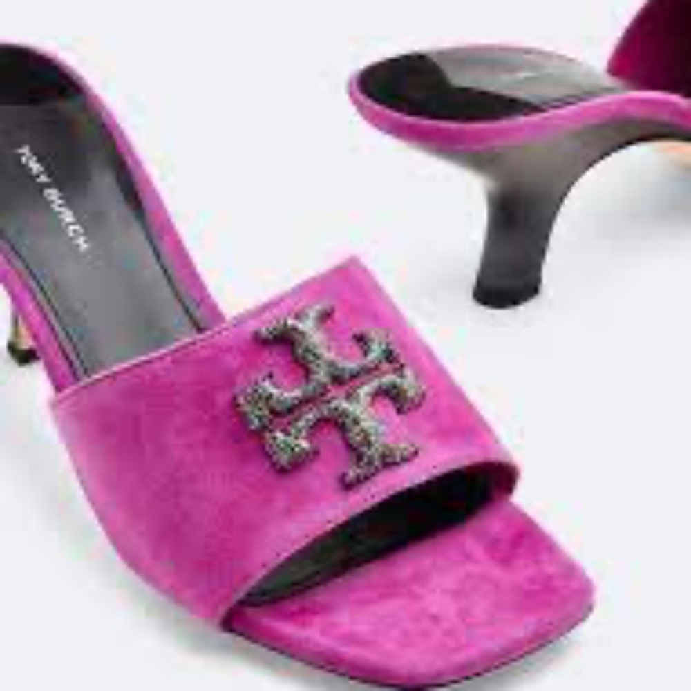 NIB Tory Burch- Eleanor Pave Mule Sandal - Fuchsia